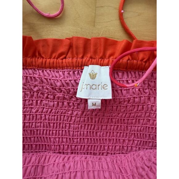 J Marie Rae Tie Strap Midi Dress Red Pink M - Picture 3 of 3